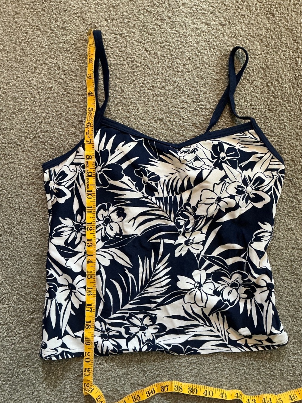 Krista - Tankini Swimsuit Blue and White Floral Top Matching Blue Bottom - Picture 13 of 15